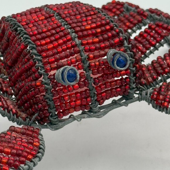 Grass Roots Beaded Handmade Wire Blue-Eyed Crab and Clam Shell with Tag Vintage - Picture 2 of 13